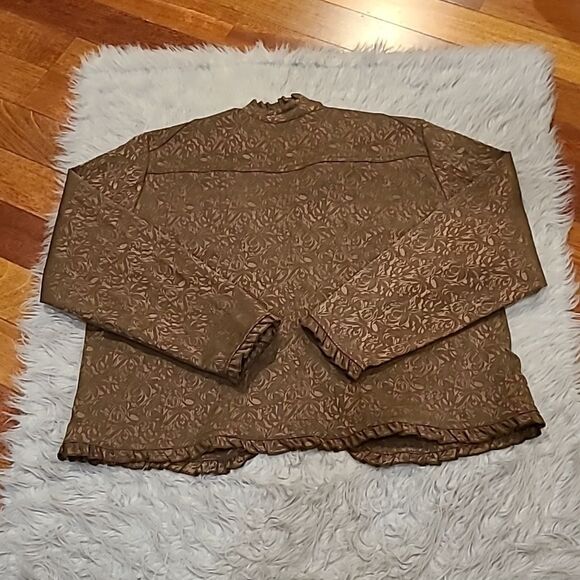 Coldwater creek womens brown pattern and gold open jacket size xl - Picture 5 of 6